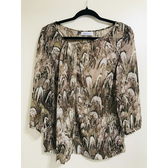 J Lo by Jennifer Lopez Tops - Jennifer Lopez Women's Scoop Neck Asymmetrical Sheer Blouse, Size S